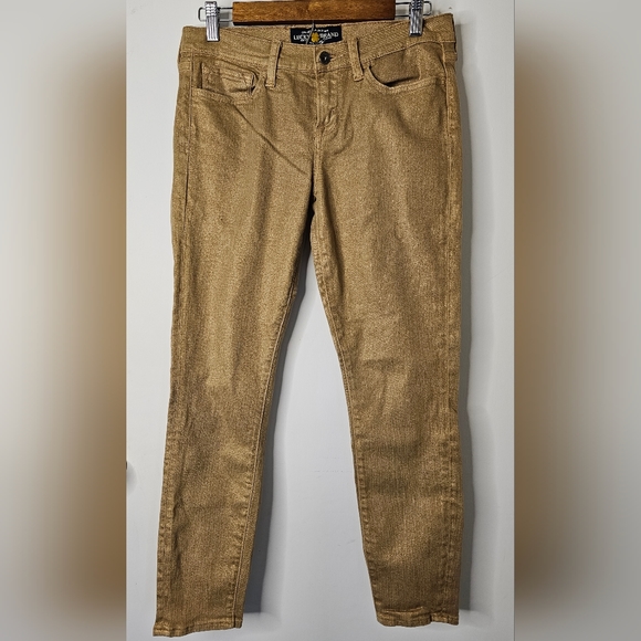 Lucky Brand Denim - LUCK BRAND JEANS Gold Metalic Copper Shimmer size 8 Ankle